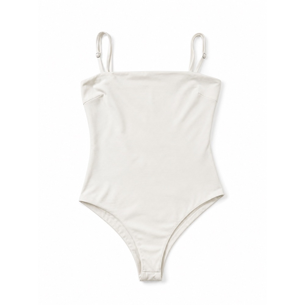 Princess Polly Women Cream Square Neck Adjustable Strap Bodysuit Size 8